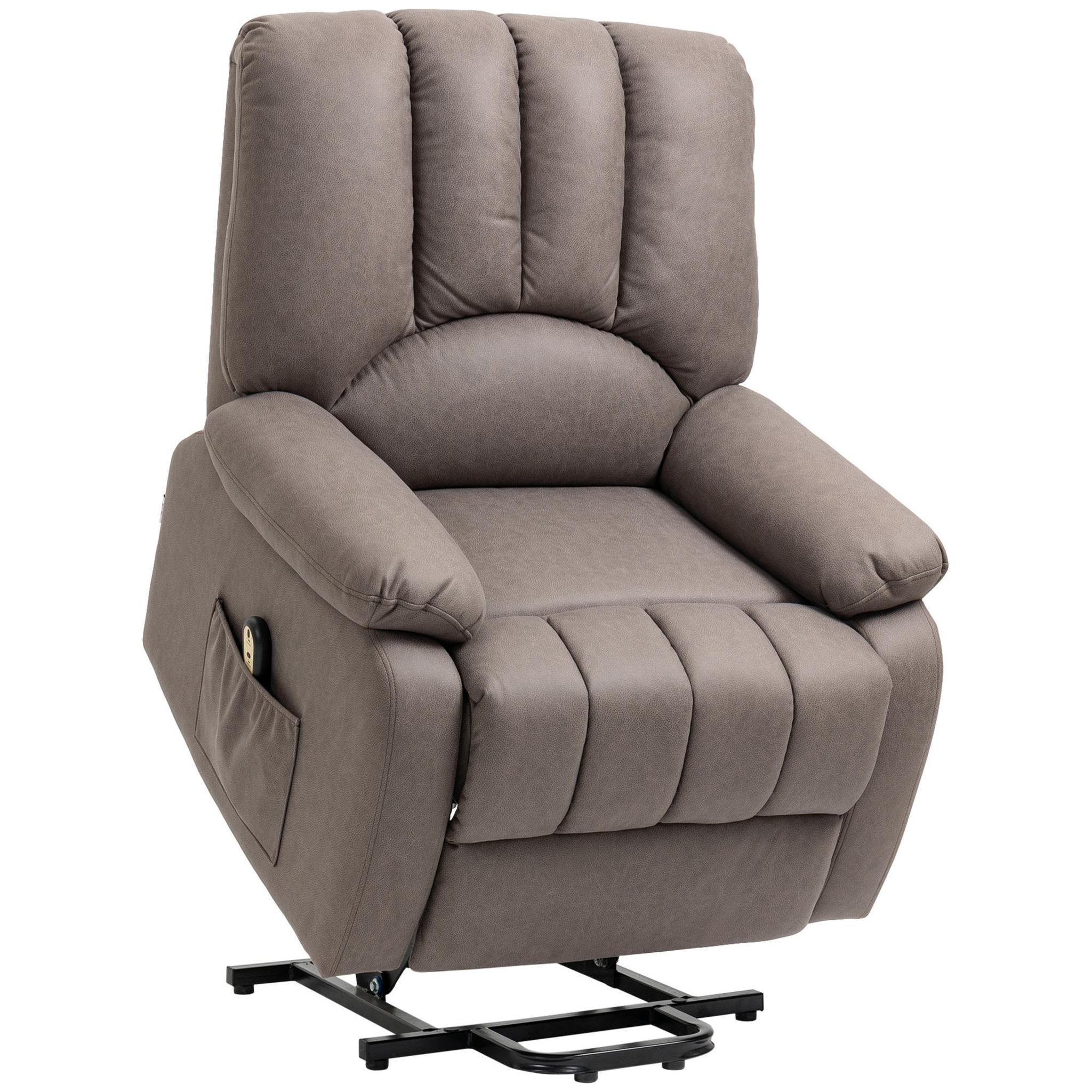 Voir la diapositive 1 : HOMCOM Fauteuil de relaxation électrique - fauteuil releveur inclinable - repose-pied ajustable - microfibre polyester gris