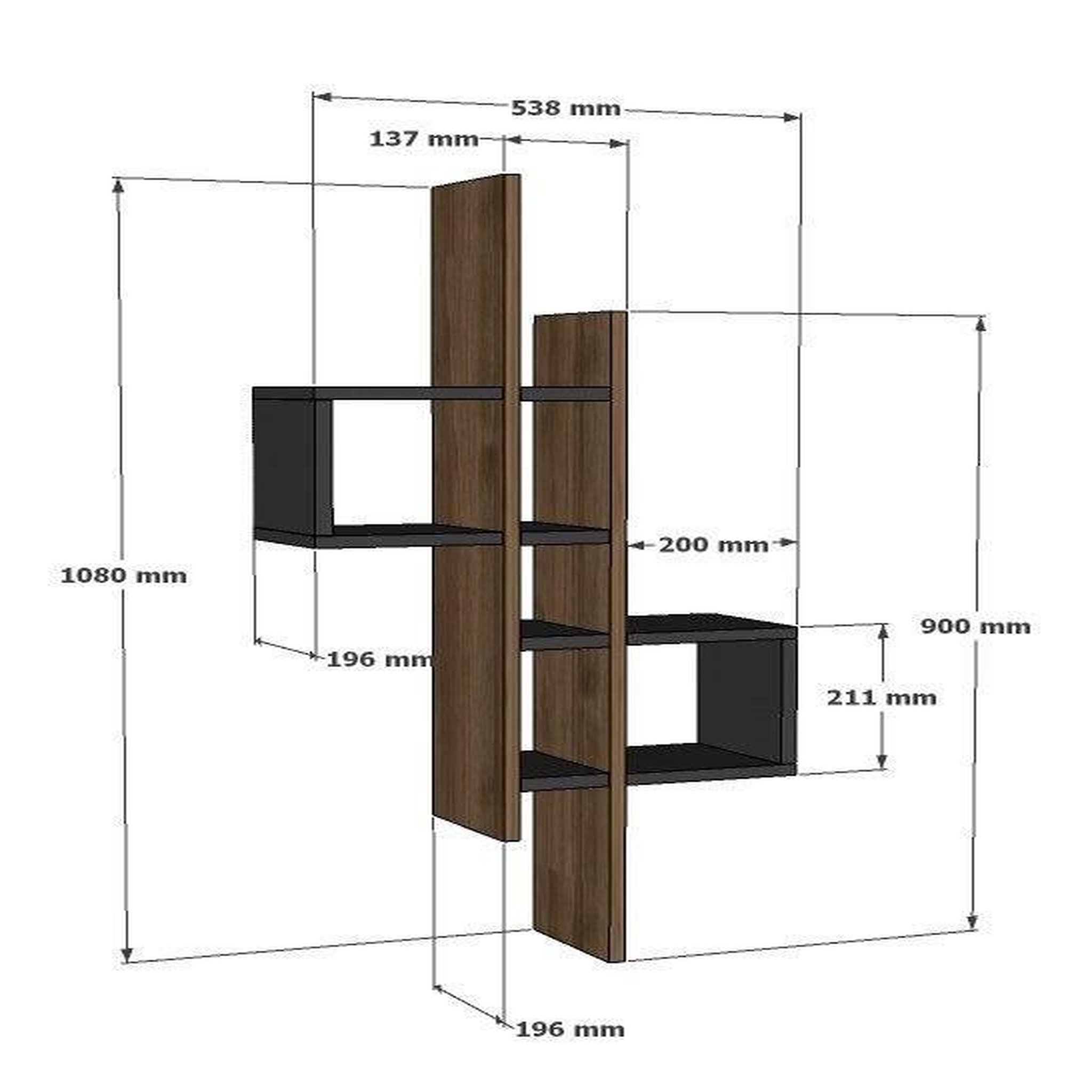 Habitat et Jardin Étagère murale en bois  emse  - 53 x 19 x 108 cm - chêne saphirblanc