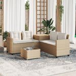 VIDAXL Canape de jardin avec table et coussins en forme de L beige