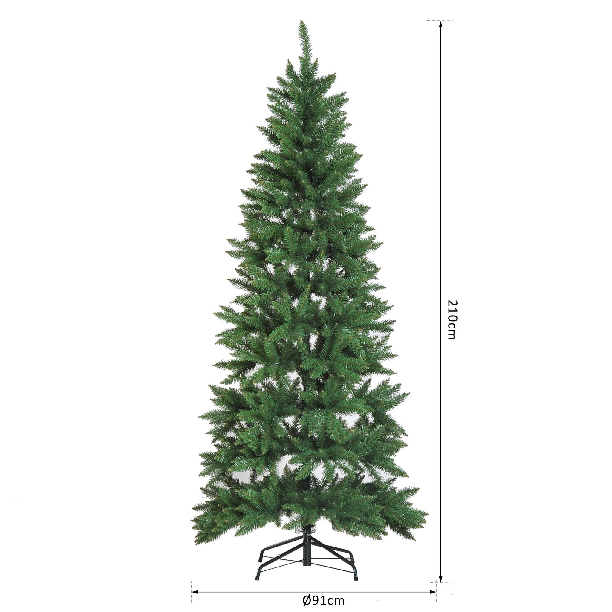 Voir la diapositive 3 : HOMCOM Sapin de noël artificiel ø 91 x 210h cm 865 branches épines imitation nordmann grand réalisme vert