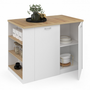 Voir la diapositive 1 : ID MARKET Ilot central TIBO 120 cm bois blanc avec plan de travail façon hêtre