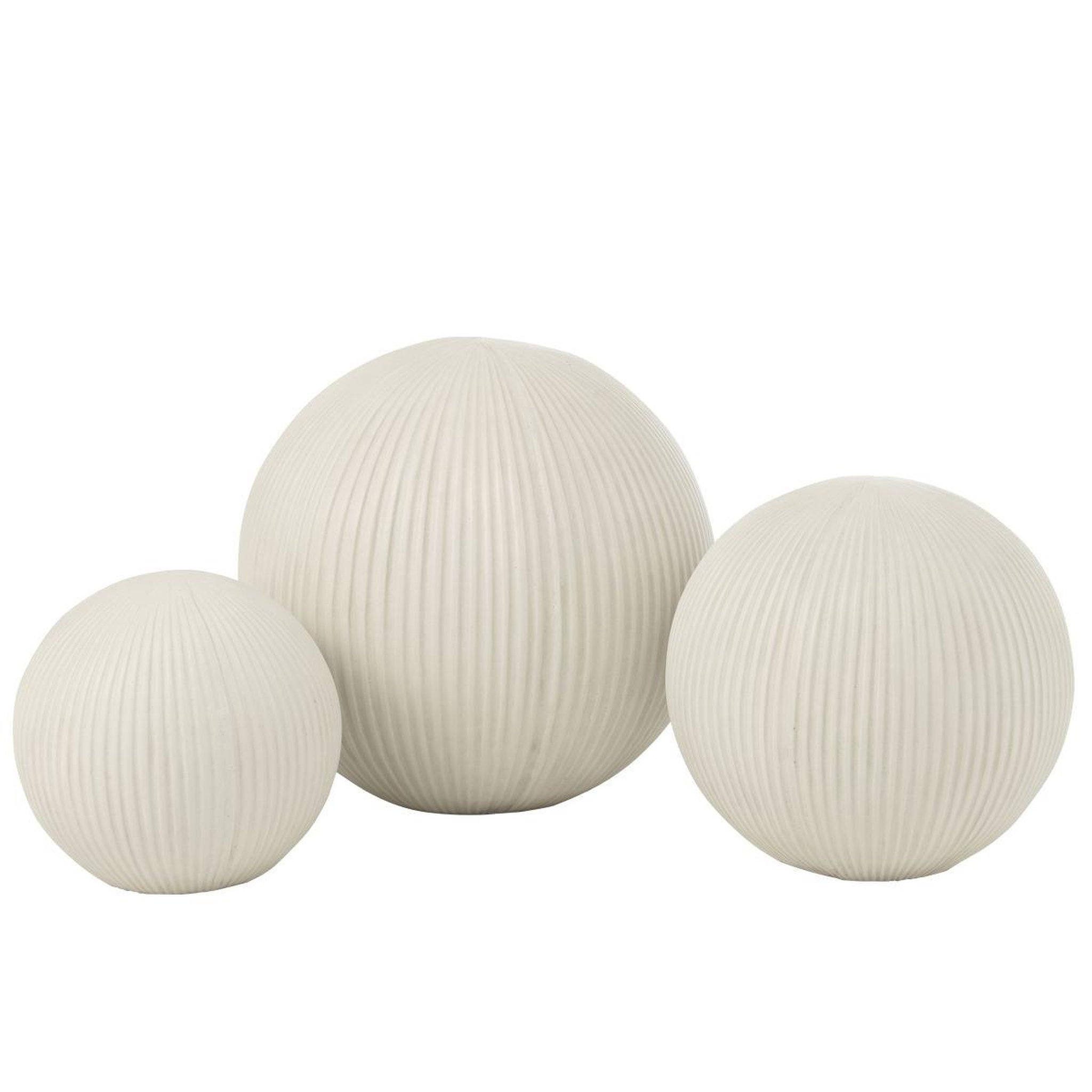 Voir la diapositive 2 : J-LINE Balle déco en argile  maryanne  39cm blanc