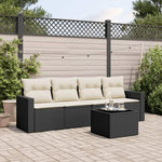VIDAXL Salon de jardin 5 pcs avec coussins noir resine tressee