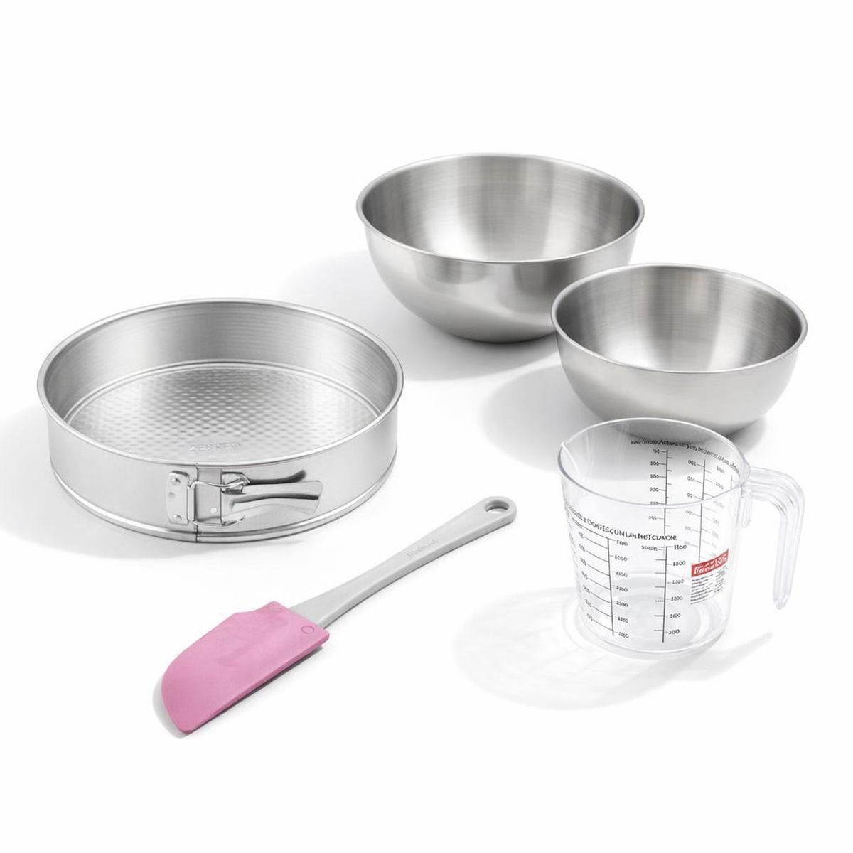 ZENKER Set de 5 ustensiles de pâtisserie moule à gâteaux bols spatule et verre doseur Zenker Silver