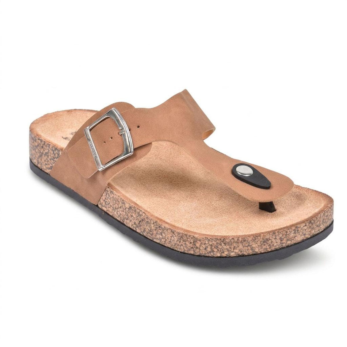 OZABI OZABI Sandales Tong Boucle Nubuck Métal Camel Argent Bronze