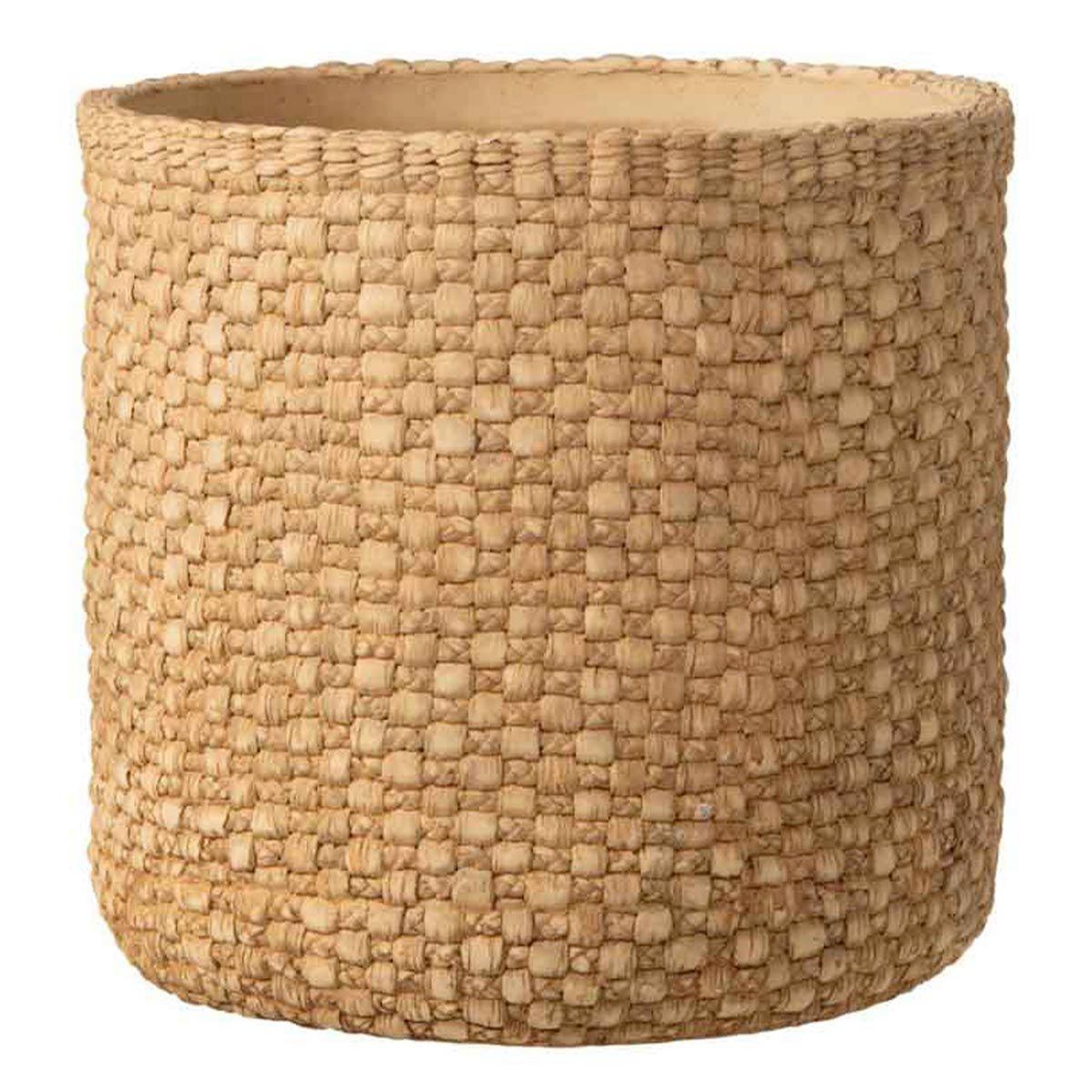 J-LINE Cache-pot déco en ciment  woven  27cm beige