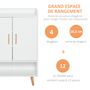 Voir la diapositive 4 : HOMCOM Meuble à chaussures scandinave placard 2 portes 4 étagères pieds effilés inclinés bois massif panneaux particules blanc