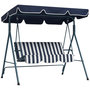 Voir la diapositive 1 : OUTSUNNY Balancelle de jardin 3 places toit réglable acier polyester bleu blanc rayé