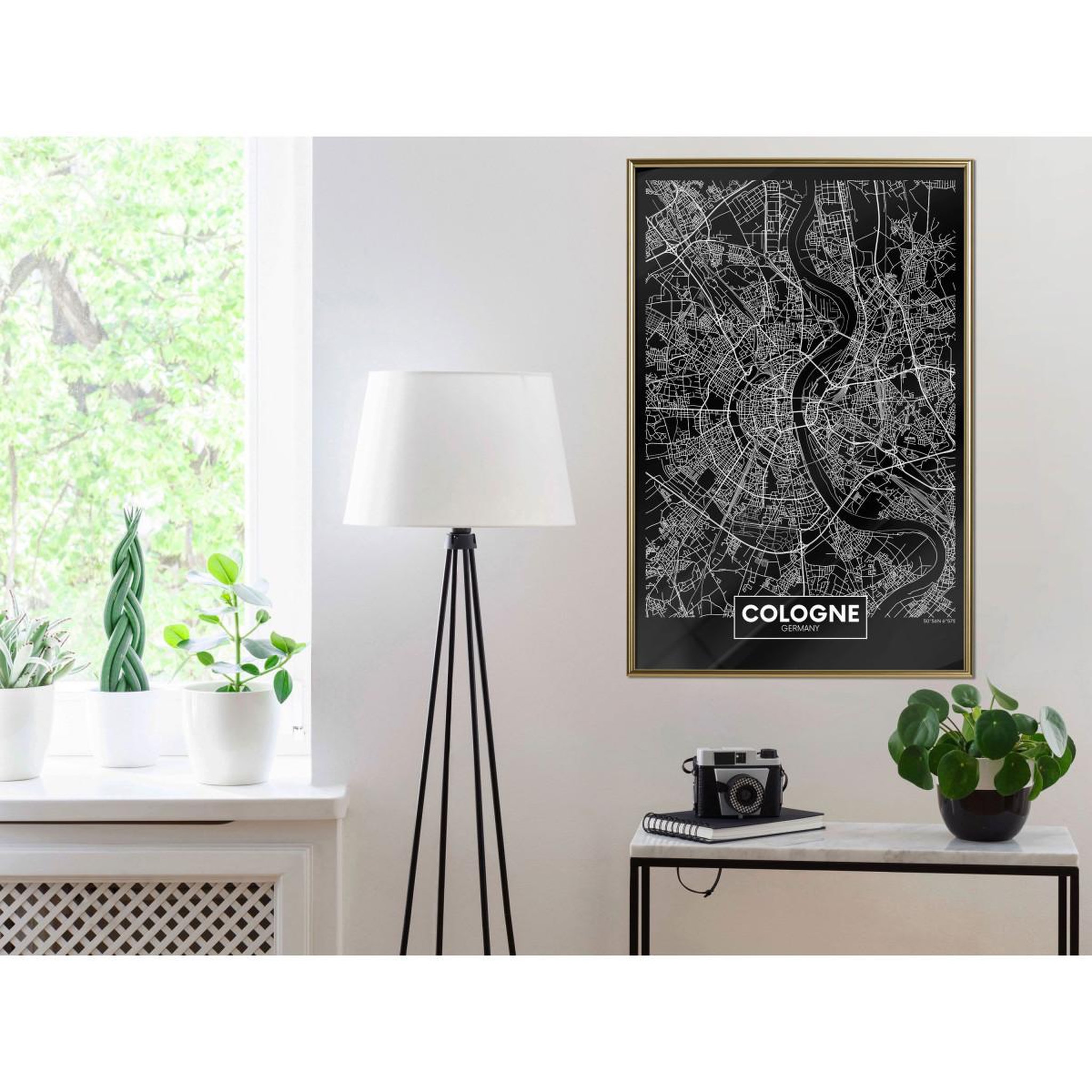 Voir la diapositive 2 : Paris Prix Affiche Murale Encadrée  City Map Cologne Dark