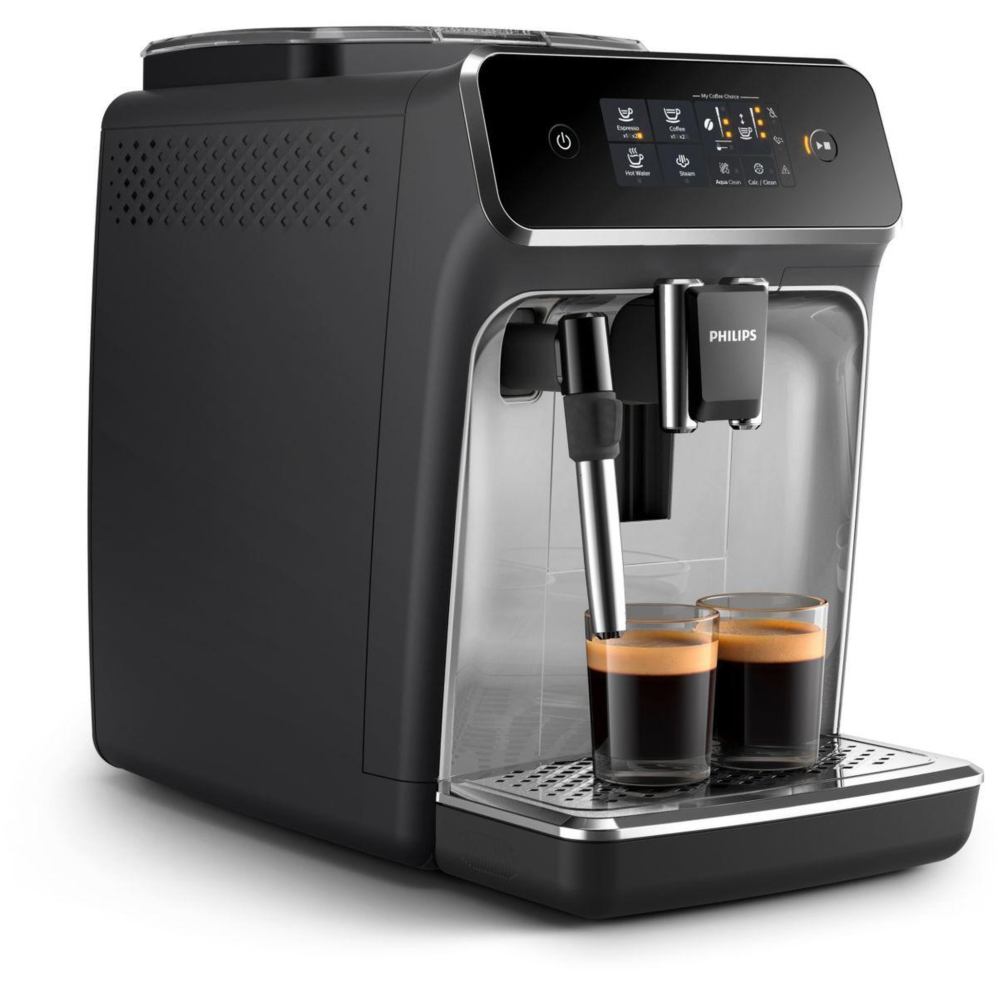 Voir la diapositive 2 : Philips Expresso Broyeur EP2224/90 Noir Gris Perle série 2200 SilentBrew