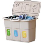 DEA HOME Poubelle de tri 3 bacs de 25L Dim 75 x 37 x H50 cm Avec couvercle Recyclage 3 en 1 DEA HOME