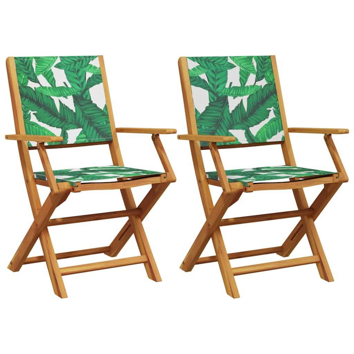 VIDAXL Chaises de jardin lot de 2 motif de feuilles acacia et tissu