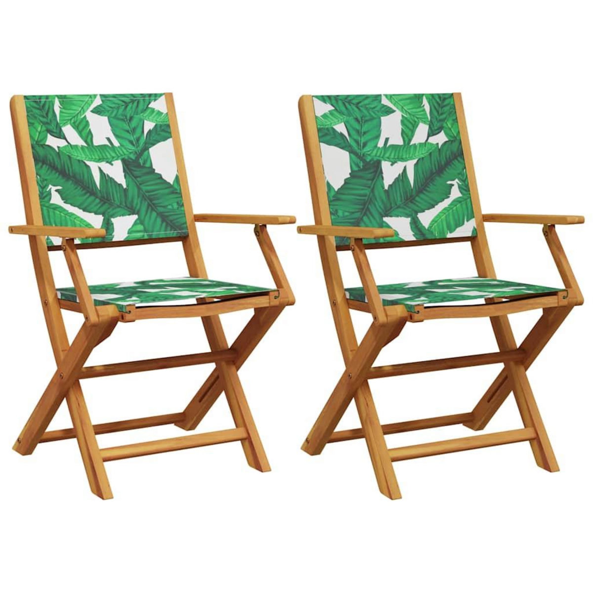 VIDAXL Chaises de jardin lot de 2 motif de feuilles acacia et tissu