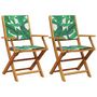 Voir la diapositive 2 : VIDAXL Chaises de jardin lot de 2 motif de feuilles acacia et tissu