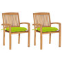 Voir la diapositive 1 : VIDAXL Chaises de jardin lot de 2 avec coussins vert vif Teck massif