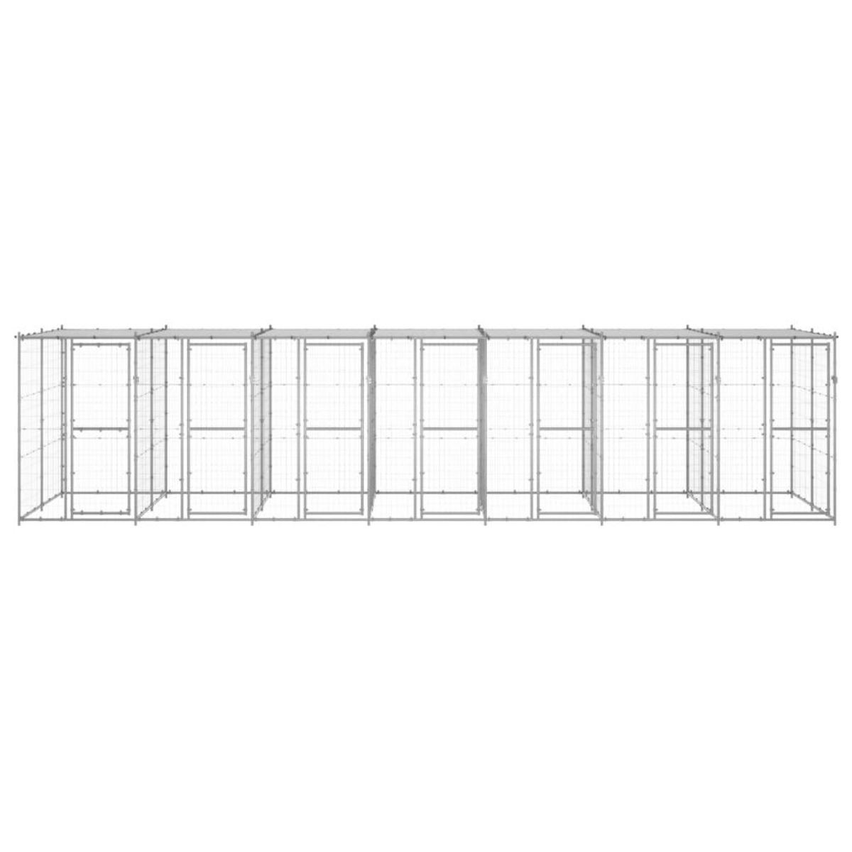 VIDAXL Chenil exterieur Acier galvanise avec toit 16,94 m²