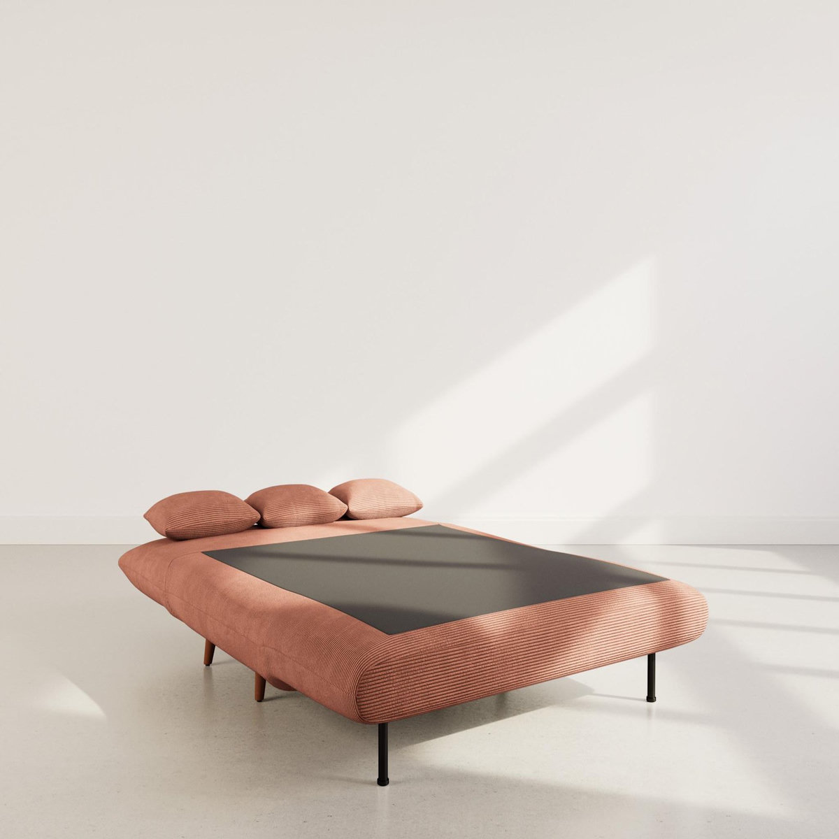 BEST MOBILIER Lumi - banquette convertible clic-clac 2 places en velours côtelé