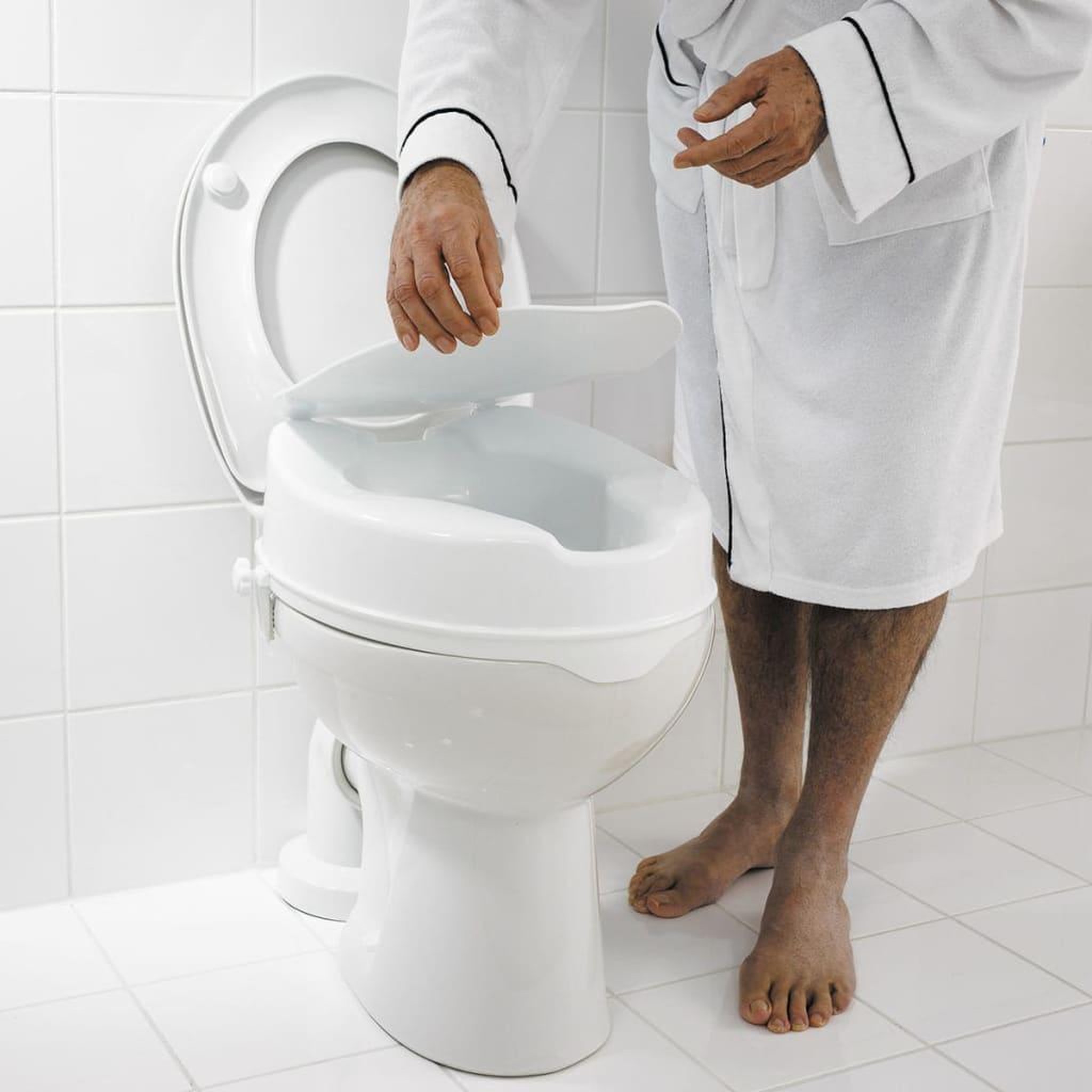 Voir la diapositive 5 : RIDDER RIDDER Siege de toilette avec couvercle blanc 150 kg A0071001