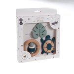 Amadeus Coffret de 3 jouets d'éveil en bois de hêtre et silicone - Tortue