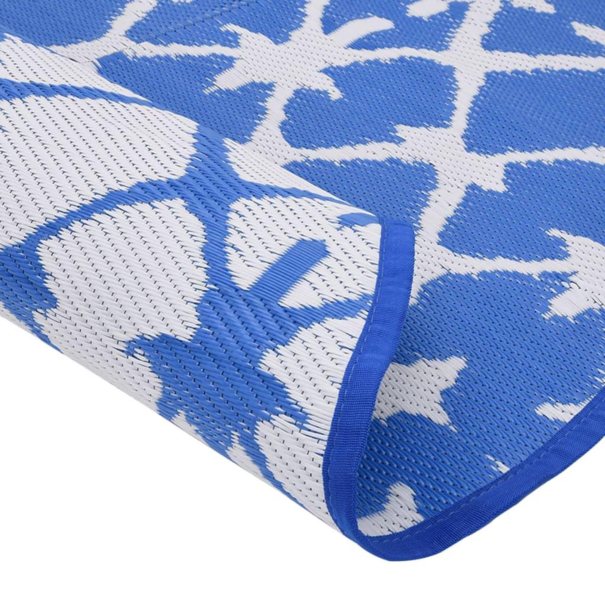 Voir la diapositive 5 : VIDAXL Tapis d'exterieur ARAKIL bleu et blanc Ø160 cm PP