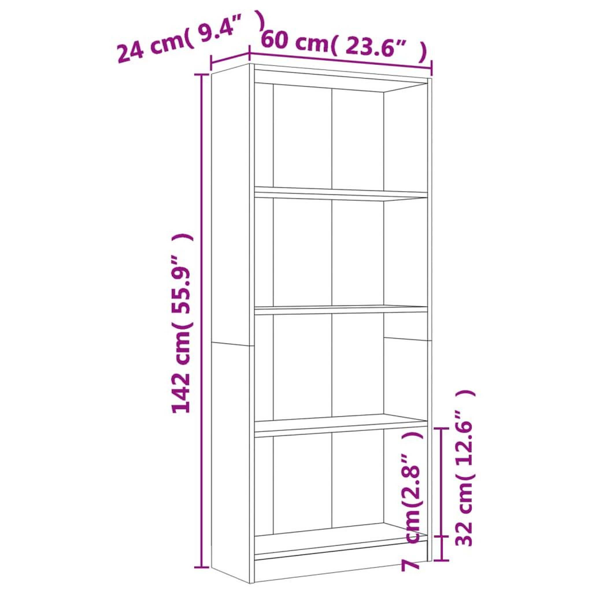 Voir la diapositive 6 : VIDAXL Bibliotheque 4 niveaux Sonoma gris 60x24x142 cm