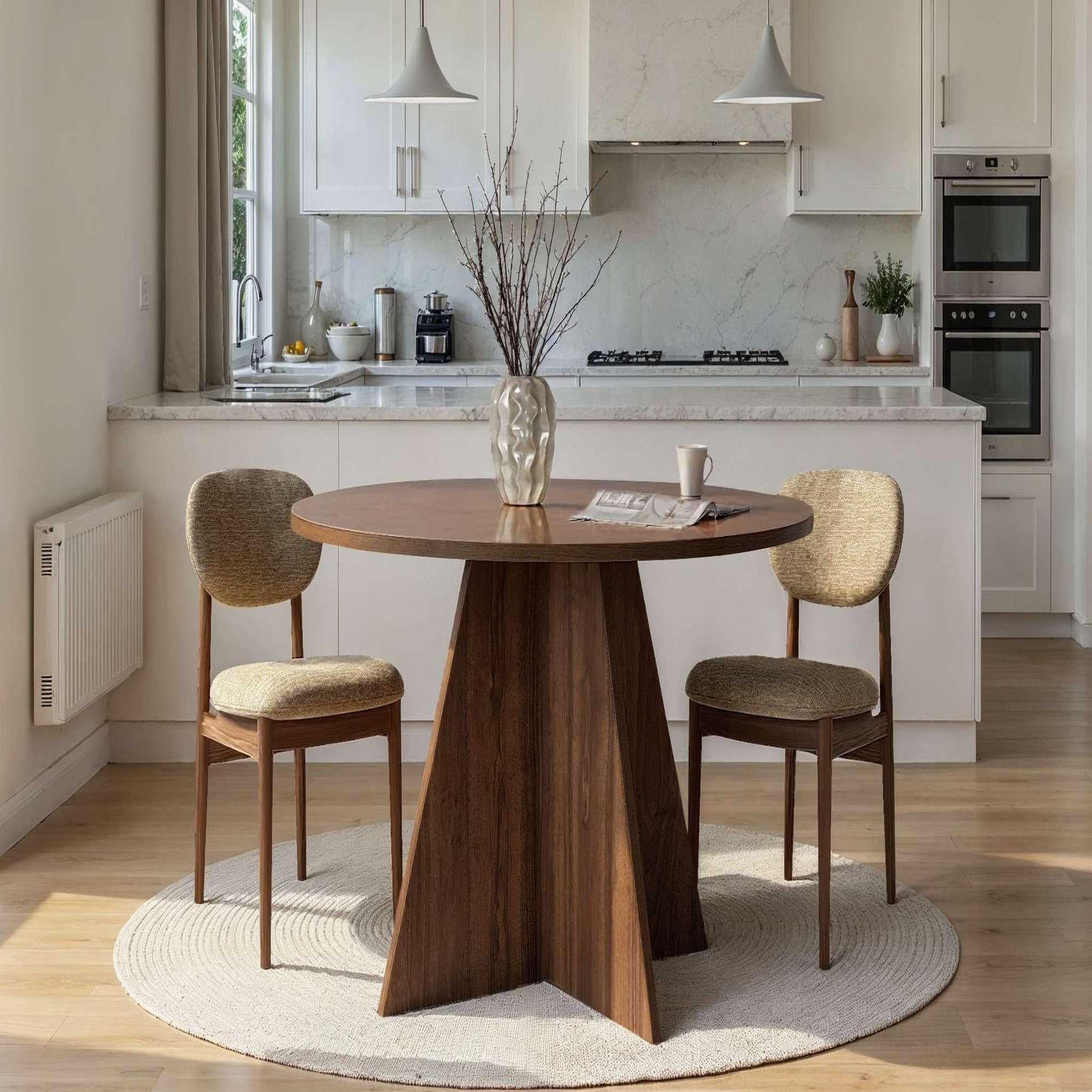 Voir la diapositive 2 : Habitat et Jardin Table à manger en bois  Virella  - 120 x 120 x 75 cm - Noyer