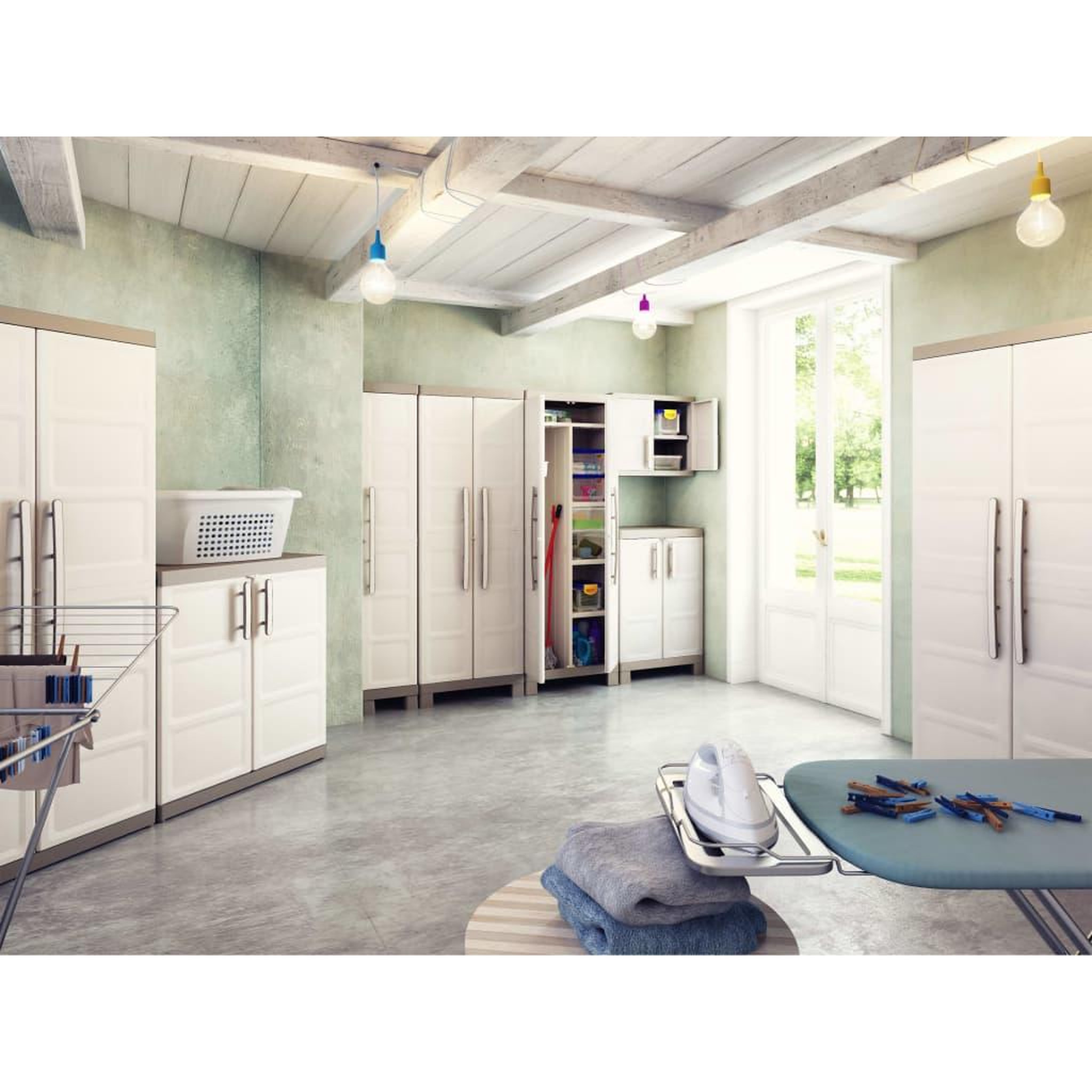 Voir la diapositive 4 : Keter Keter Armoire de rangement a etageres Excellence Beige et taupe 182 cm