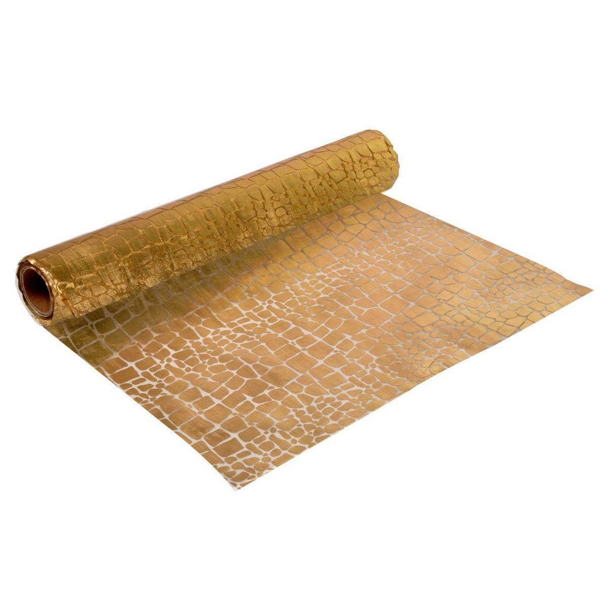 Paris Prix Chemin de Table Jetable  Or Croco  28cmx5m Or
