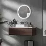 KLEANKIN Miroir rond lumineux LED de salle de bain Ø 60 cm mural avec éclairage 3 couleurs interrupteur tactile système antibuée 29 W gris