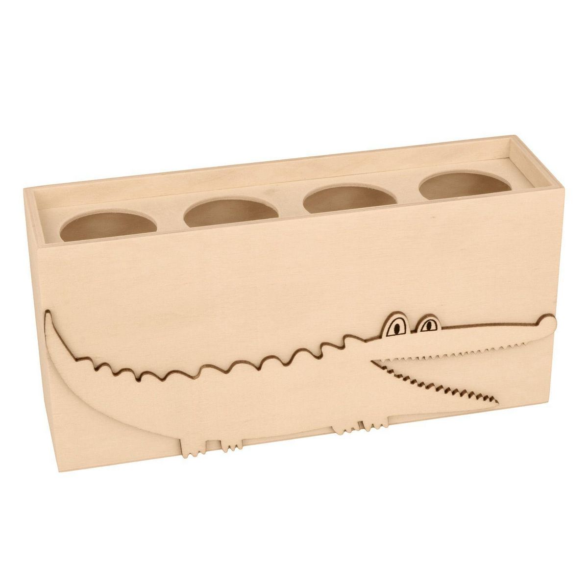 Artemio Pot à crayon crocodile en bois