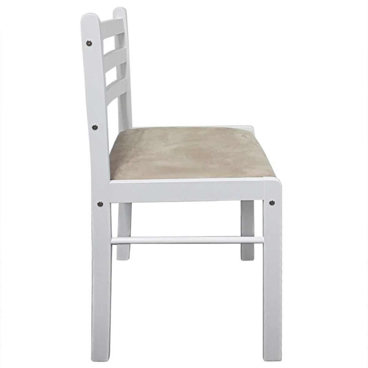 VIDAXL Chaises a manger lot de 2 blanc hevea solide et velours