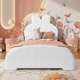 Voir la diapositive 4 : MERAX Lit simple enfant rembourré 90x200cm velours coloris blanc