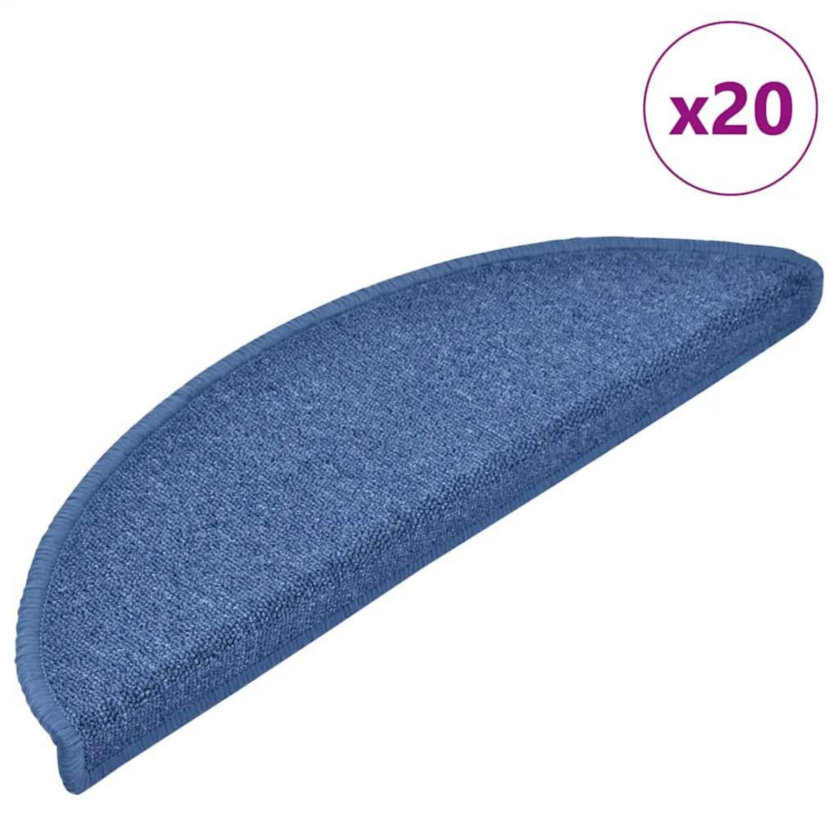 VIDAXL Tapis d'escalier 20 pcs bleu 56x17x3 cm