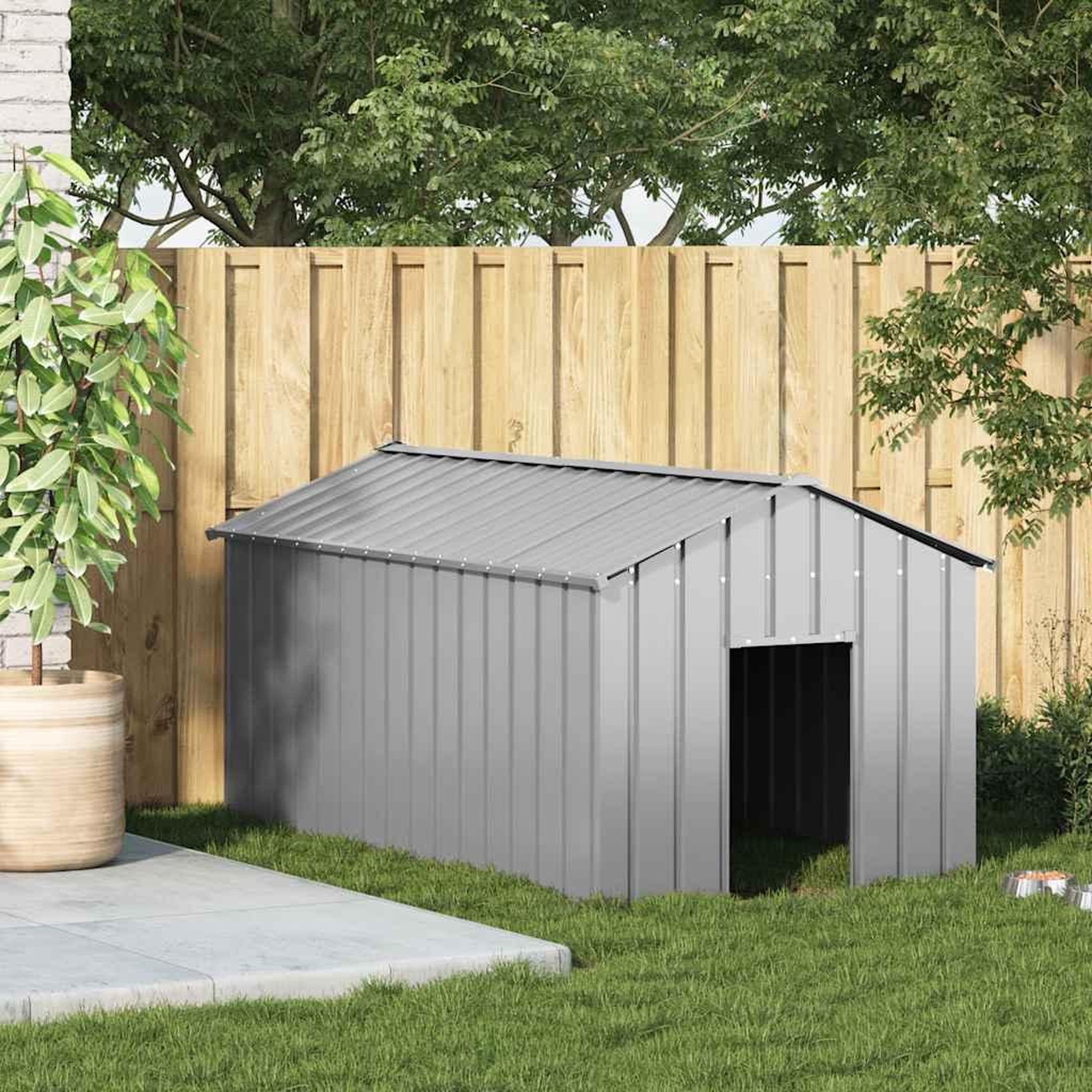 Voir la diapositive 2 : VIDAXL Niche pour chien avec toit noir 114x202x101 cm acier galvanise