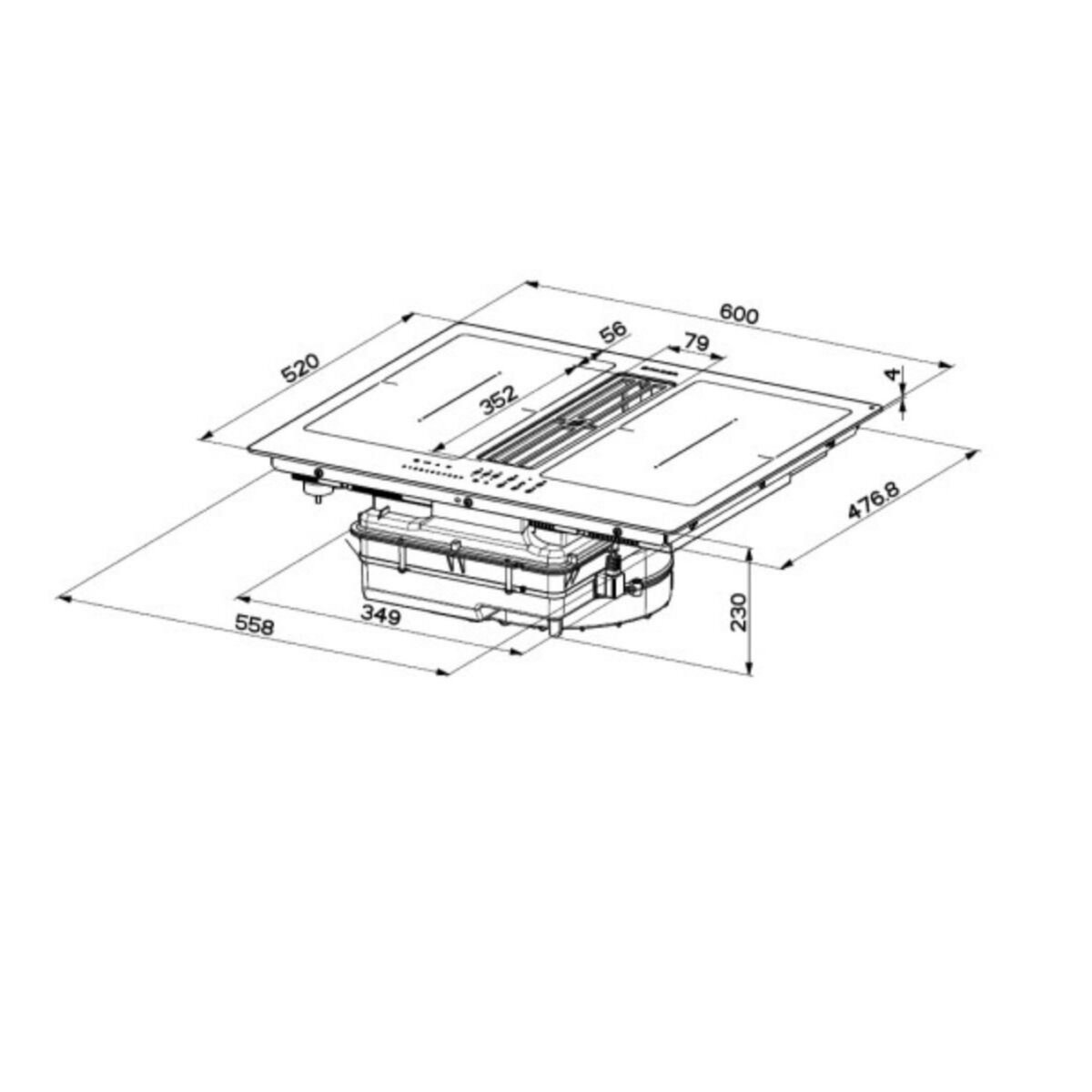 faber Table de cuisson aspirante induction 60cm 4 feux 7400w noir - 5906272