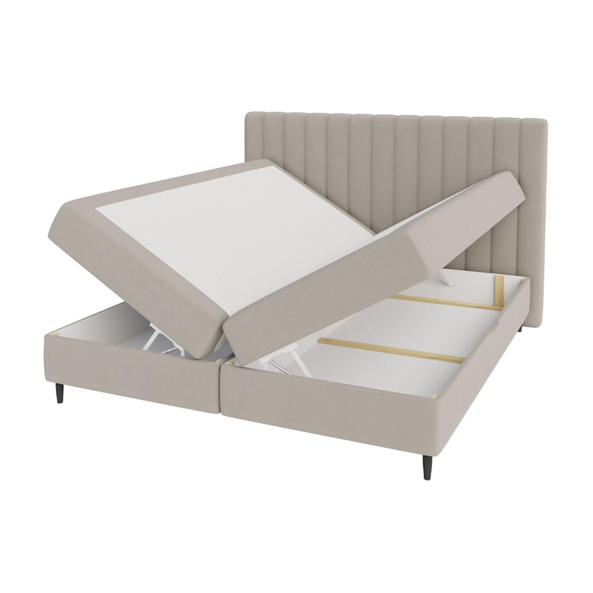 BEST MOBILIER Maria - lit boxspring - 160x200 - en velours - coffres et surmatelas inclus