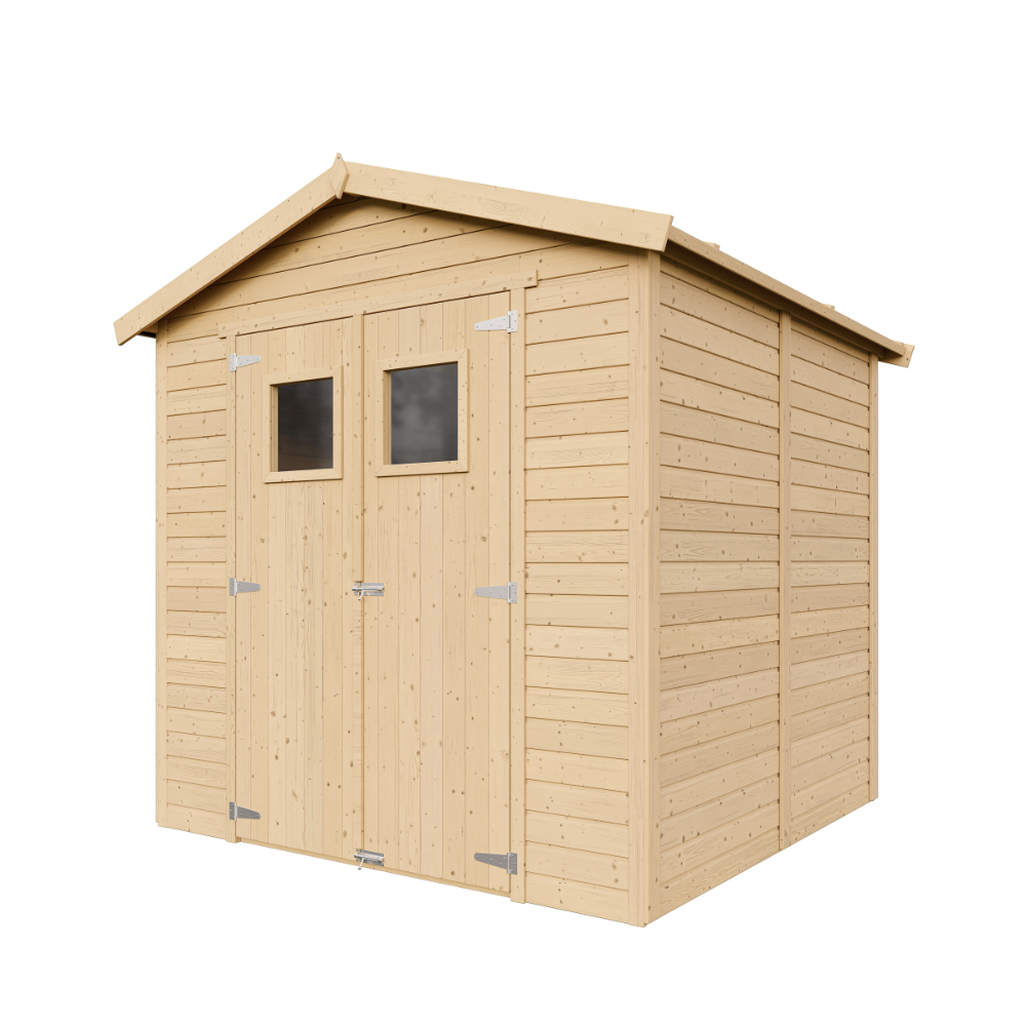 Voir la diapositive 2 : TIMBELA Abri de jardin en bois naturel stockage extérieur avec fenêtres h228x222x233 cm/4,2 m² m351