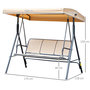 Voir la diapositive 3 : OUTSUNNY Balancelle de jardin 3 places grand confort toit inclinaison réglable assise et dossier ergonomique acier époxy textilène beige
