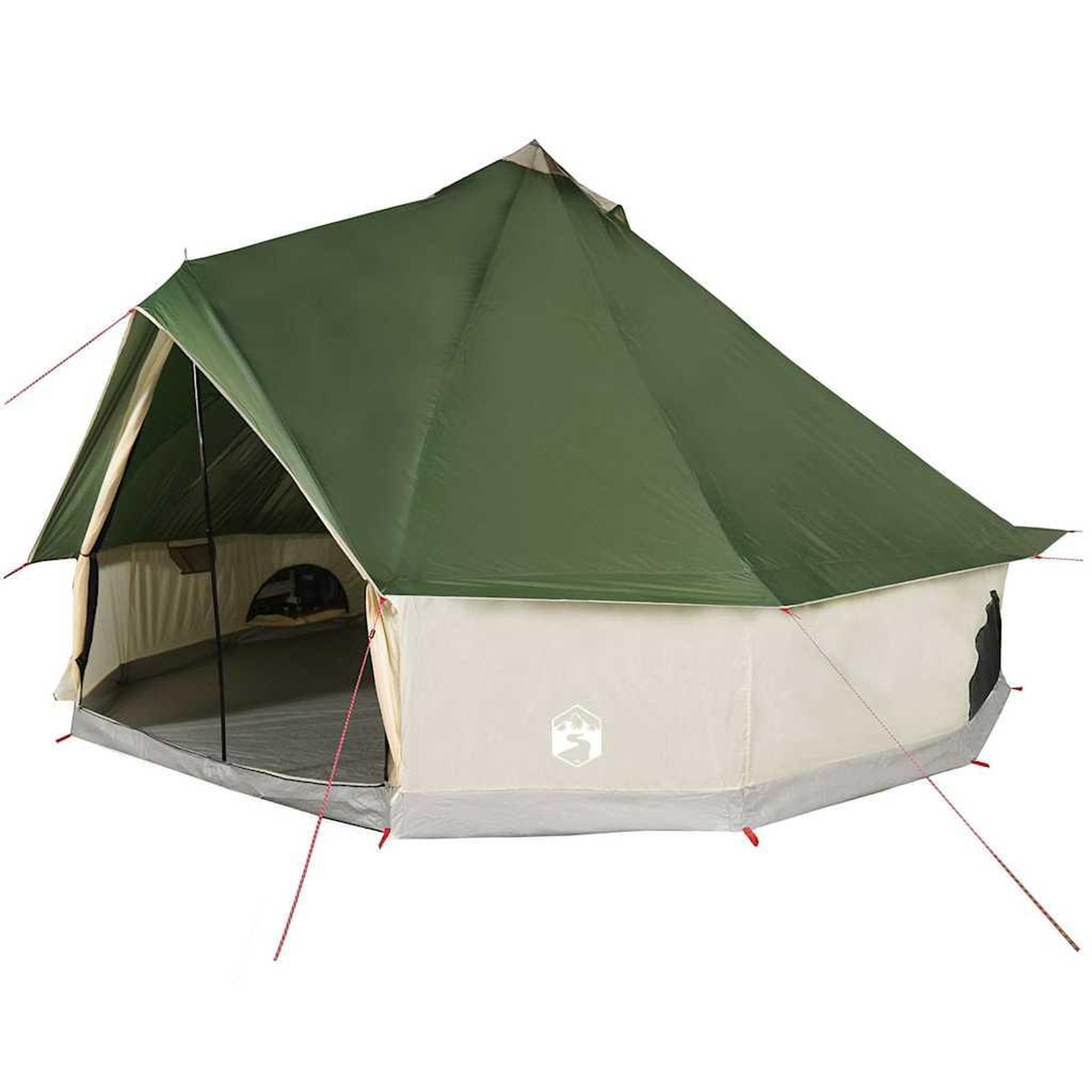 Voir la diapositive 2 : VIDAXL Tente familiale tipi 10 personnes vert impermeable