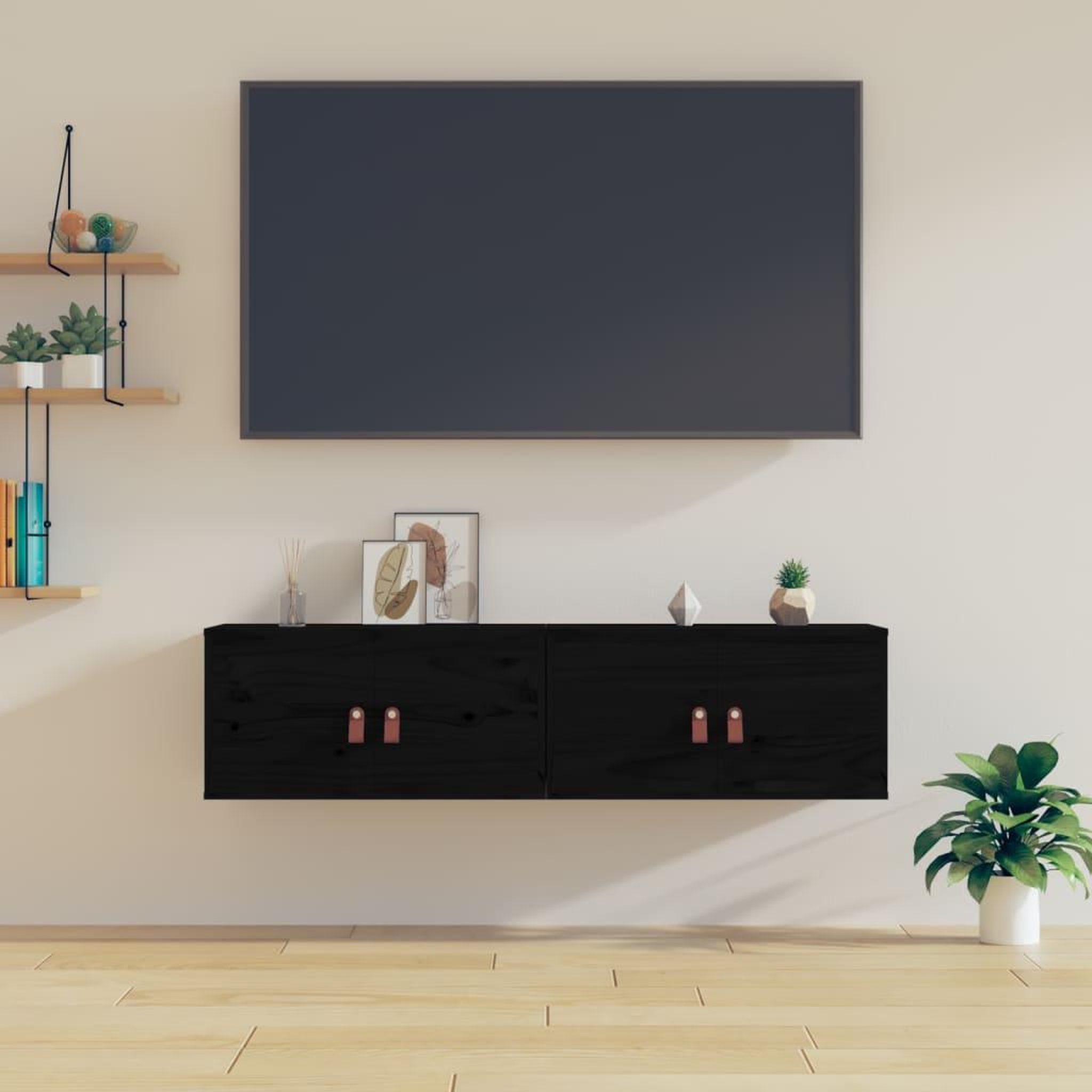 Voir la diapositive 1 : VIDAXL Armoires murales 2 pcs Noir 60x30x30 cm Bois de pin massif