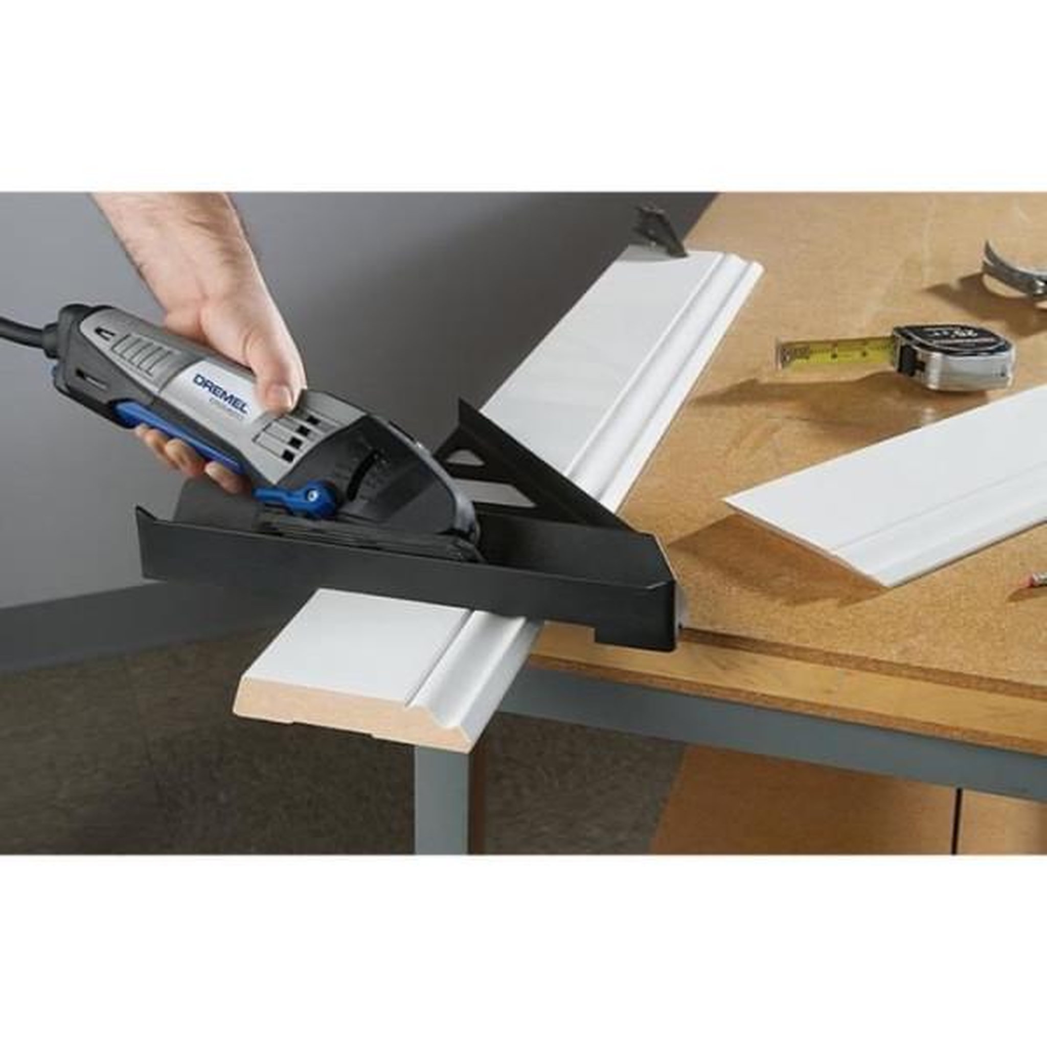 Voir la diapositive 3 : Dremel Guide de découpe dremel s840 - pour scie compacte dsm20 - découpes en onglet, biseau et droites