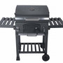 Voir la diapositive 1 : SWEEEK Barbecue Grill charbon de bois noir - Fumoir avec récupérateur de cendres. aérateurs. bac charbon ajustable et tablettes rabattables