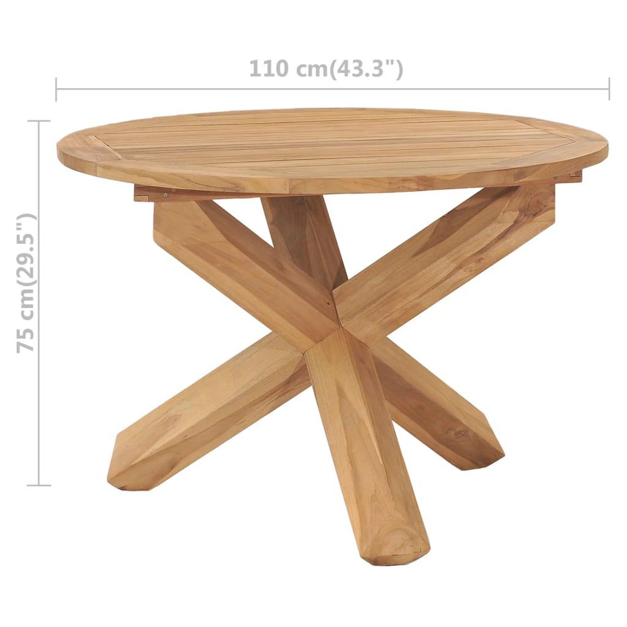 Voir la diapositive 6 : VIDAXL Table a dîner de jardin Ø110x75 cm Bois de teck massif