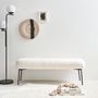 Voir la diapositive 3 : SWEEEK Banc, bout de lit avec revêtement bouclette, pieds en métal noir, L 120 x P 41 x H 42,5 cm