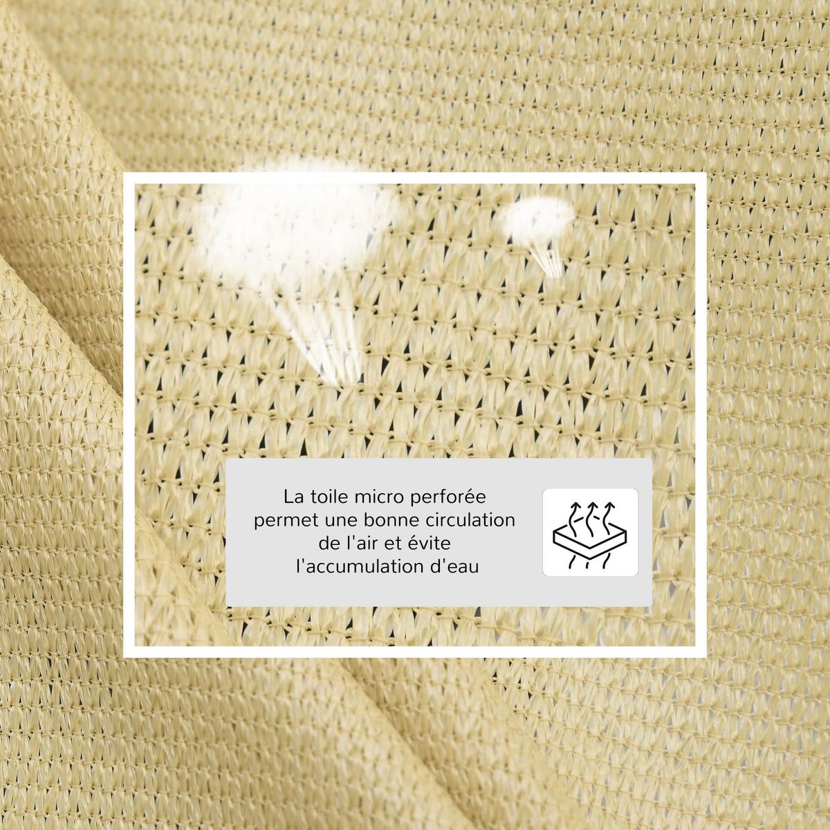 OUTSUNNY Voile d'ombrage triangulaire grande taille 4 x 4 x 4 m polyéthylène haute densité résistant aux UV coloris sable