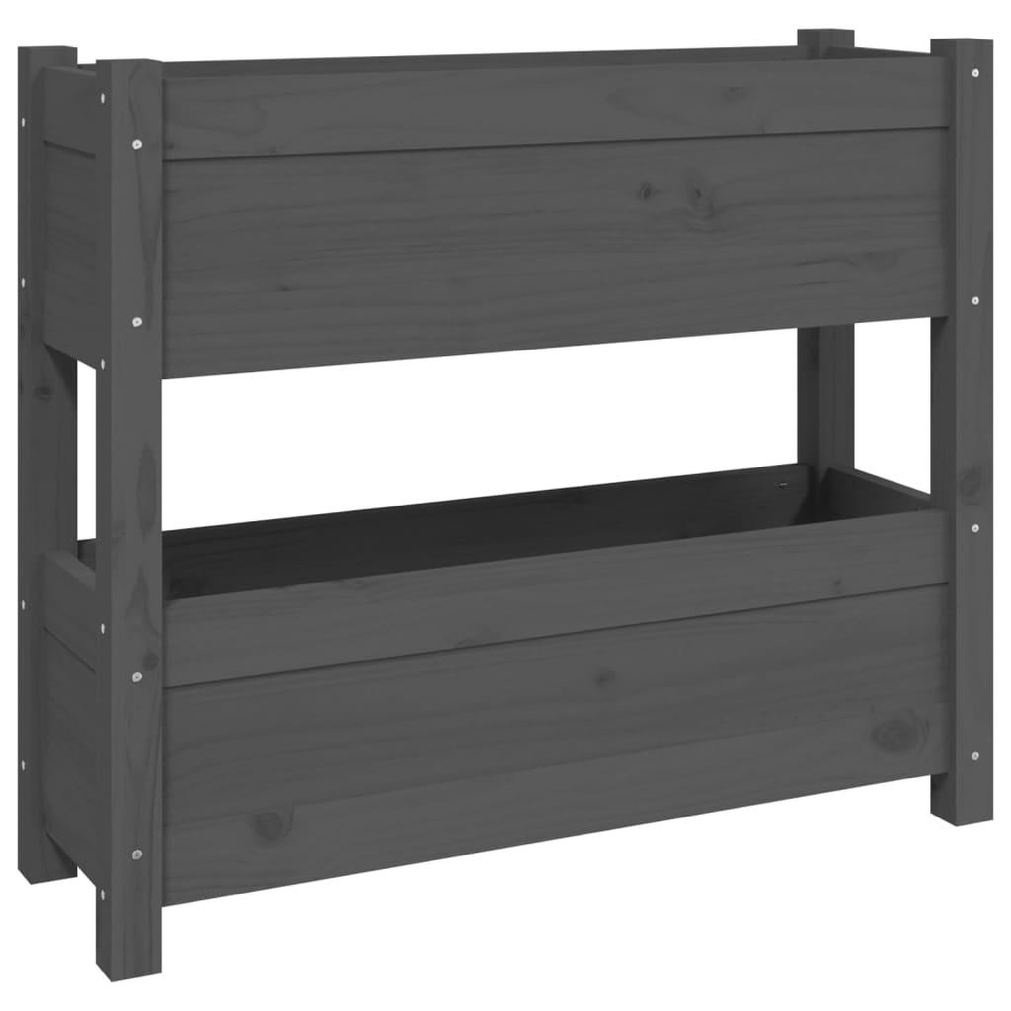 Voir la diapositive 2 : VIDAXL Jardiniere Gris 77x25x66 cm Bois massif de pin