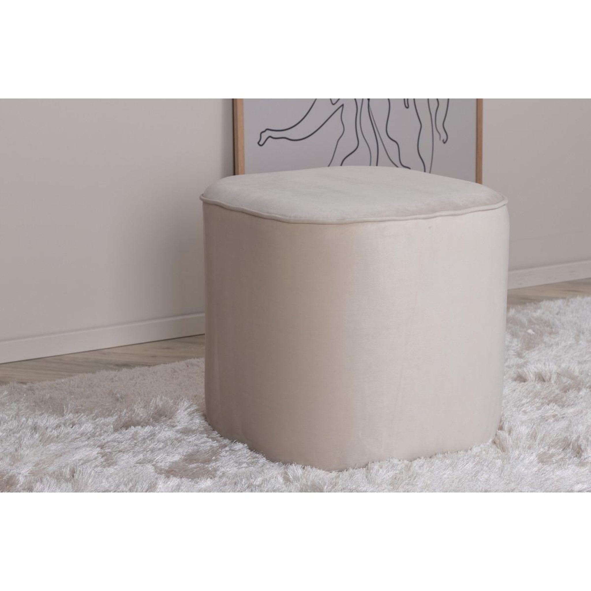 Voir la diapositive 6 : Paris Prix Pouf en velours  piff  44cm beige