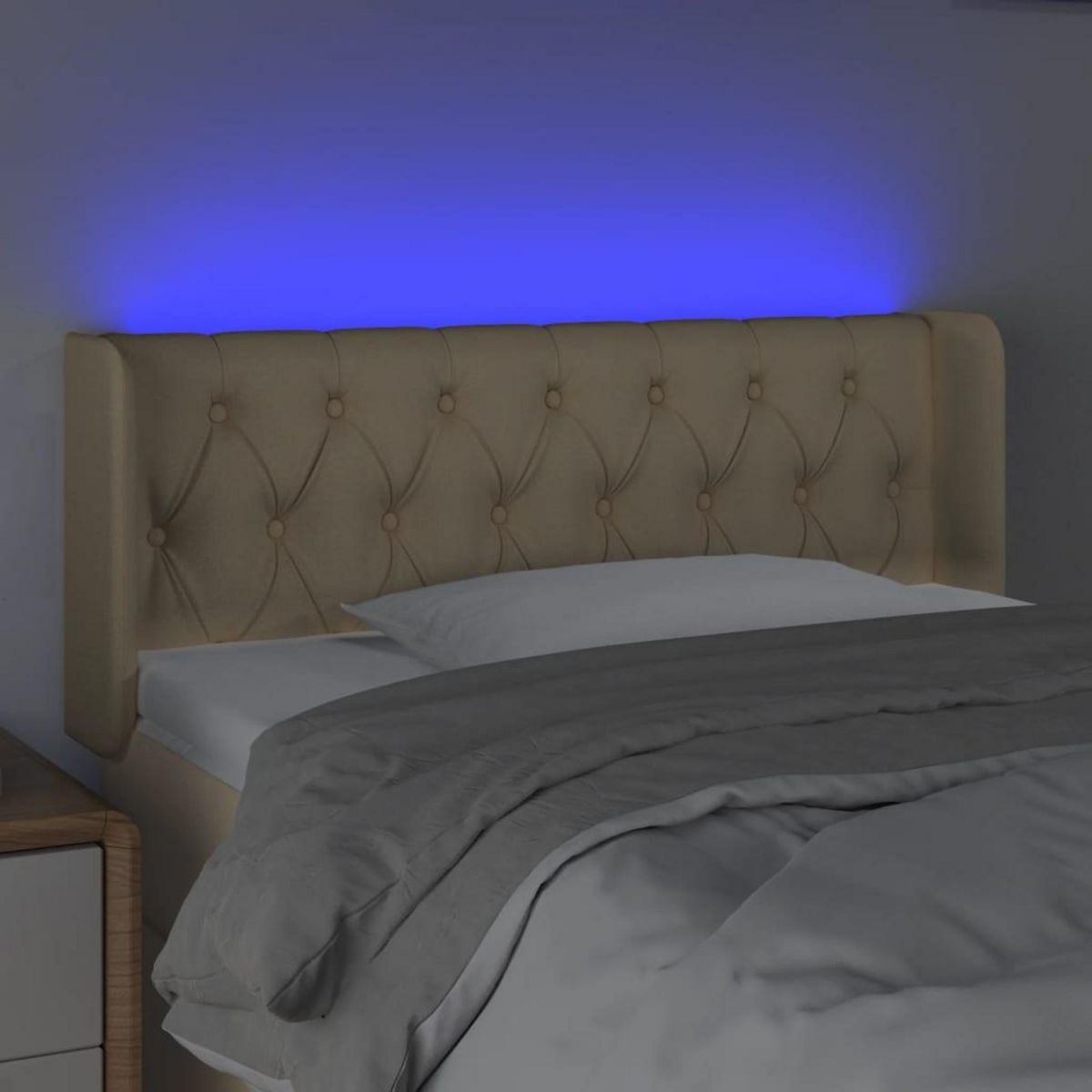 VIDAXL Tete de lit a LED Creme 93x16x78/88 cm Tissu