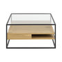 Voir la diapositive 4 : LISA DESIGN Parker - table basse - effet bois, verre et métal noir - 80 cm