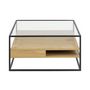 Voir la diapositive 4 : LISA DESIGN Parker - table basse - effet bois, verre et métal noir - 80 cm